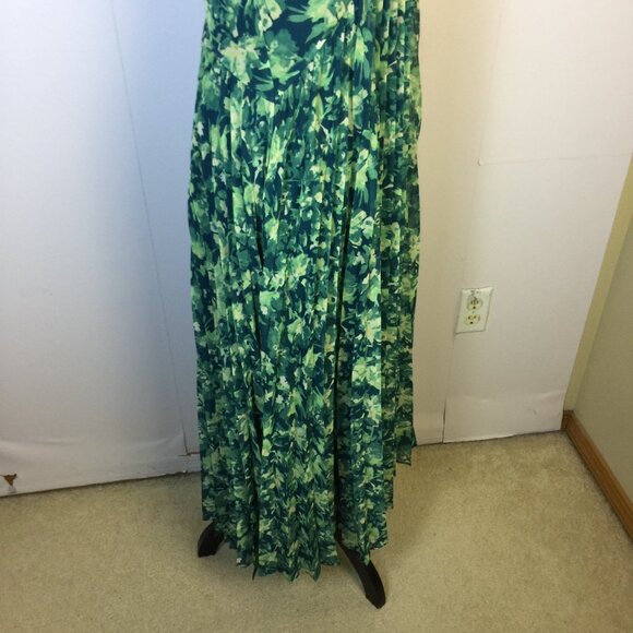 Chelsea 28 Pleated Midi Sundress Size XS Woman's Green Teal Becca Floral V-neck - Picture 16 of 16